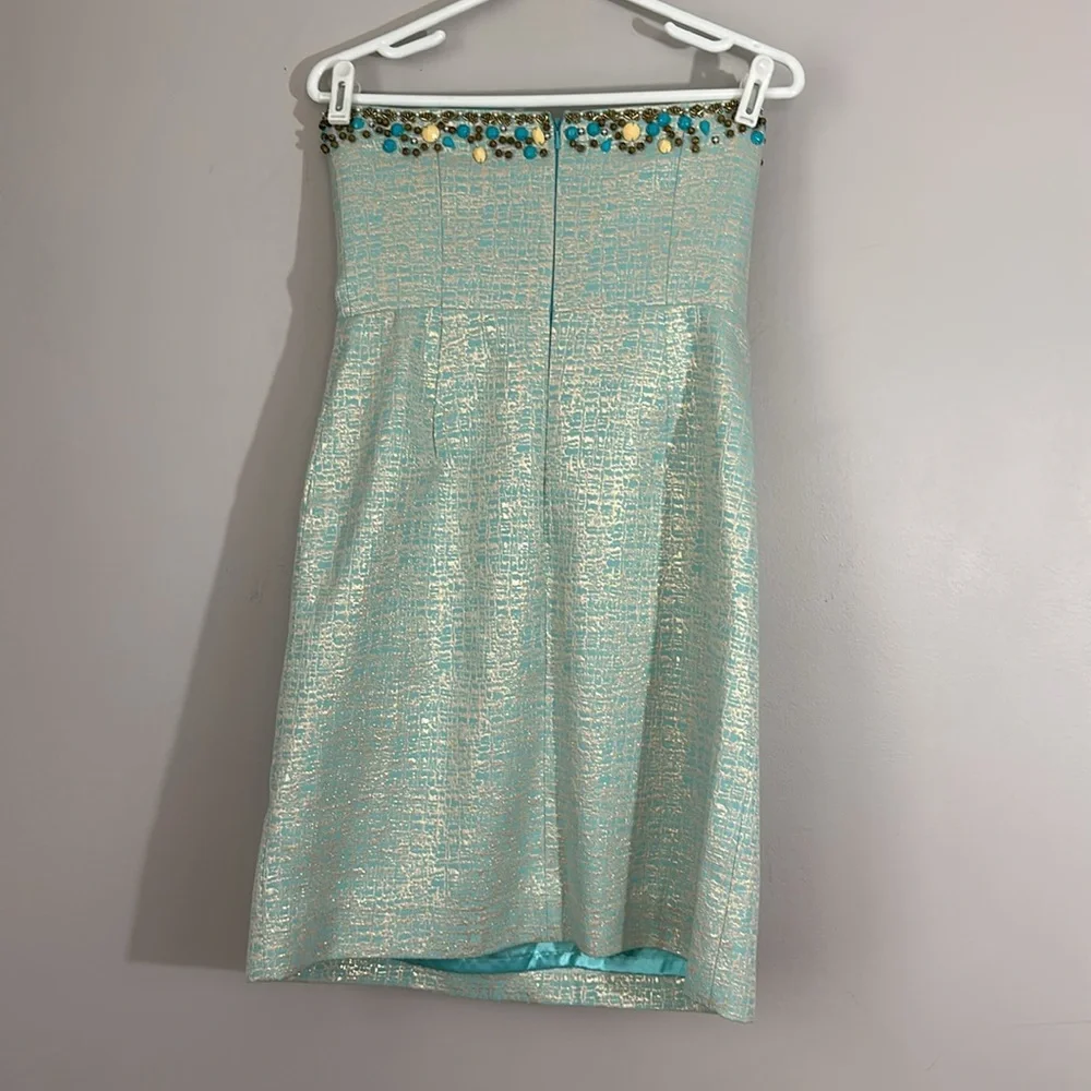 Lilly Pulitzer Raya Dress Mint Teal Jeweled Size 8 - Picture 4 of 6